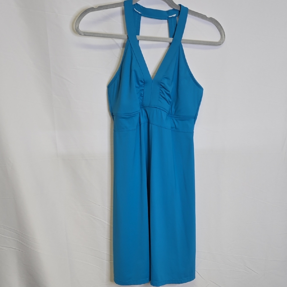Athleta Levitate Athletic Halter Mini‎ Dress Sporty Athleisure Active Blue Small